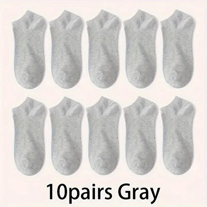5/10-Pack Unisex Comfort-Fit Ankle Socks For All, Breathable & Lightweight - Ideal For Sports & Daily Wear - 10pairs Grey