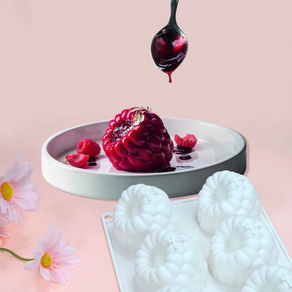 6 Hole Raspberry Design Mousse Silicone Mousse Mold 3D Fruit Dessert Chocolate Mould DIY Cake Decorating Tools Bakeware