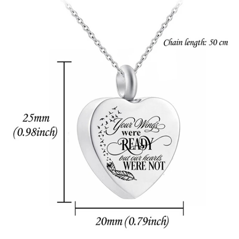Heart Urn Necklace for Ashes - Cremation Jewelry Keepsake Memorial Pendants Gift