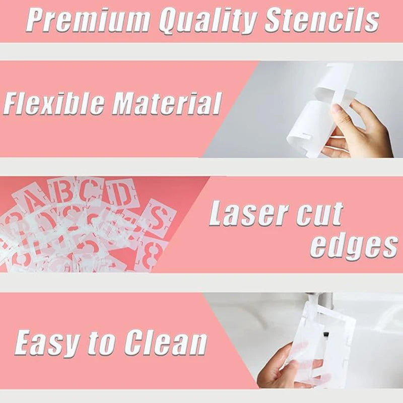 42 pieces of letter hollow templates, reusable artistic fonts, coloring, spray painting. Suitable for walls, wood, rock fabri