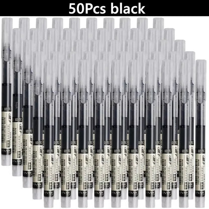 3-102Pcs/set Needle Type Gel Pens Straight Liquid Ballpoint Pen Kawaii Stationery School Office Supplies Writing - 50pcs blac