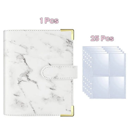 Kpop Photocard Binder with 25 pages 4-Pocket Card Collector Album with 200 Card Slots PU Leather Cover Organizing Cards - Whi