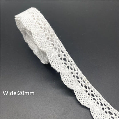 10mm-50mm 2yards White 100%Cotton Lace Ribbon For Apparel Sewing Fabric Trim Cotton Crocheted Lace Ribbon Handmade Accessorie
