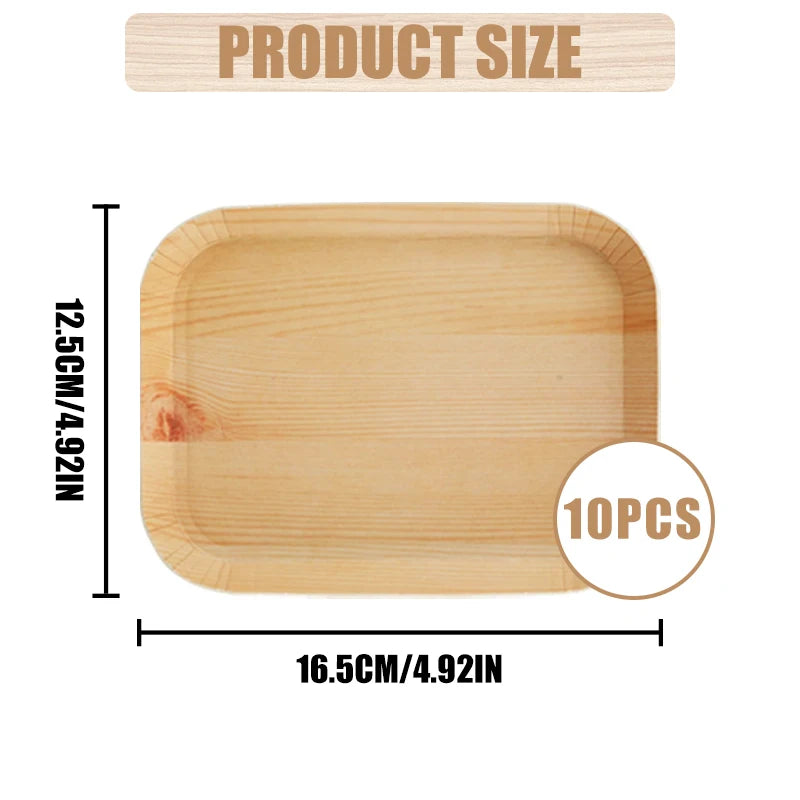 Disposable Rectangle Wood Plates, 10/20 Pcs, Tableware For Desserts, Dinner Party - S-Plates / 10pcs