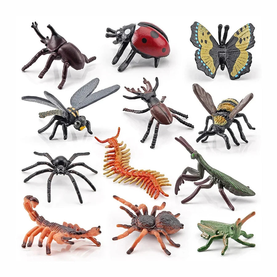 Simulation Plastic Animal Figurines Collection - Marine, Land & Insect Animals Miniature Set Toy for Kids Gift Playset Model