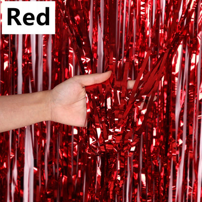 New 4/2/1Pack Party Backdrop Metallic Foil Fringe Tinsel Curtain Adult Kids Birthday Party Wedding Decoration Baby Shower Fav
