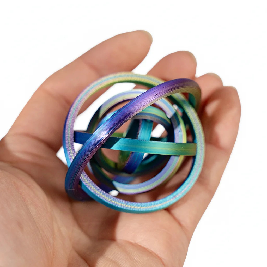 3D Printed Hex Ring Finger Ring - Colorful Rotating Novelty Ornament, PLA Material, Trendy Unique Desktop Toy