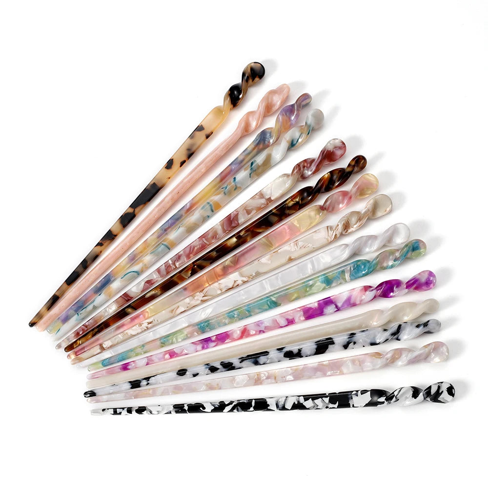 Chinese Style Hair Sticks Vintage Acetate Resin Chopstick Women Hairpins Hair Clip Pin Headwear Wedding Hair Jewelry Accessor