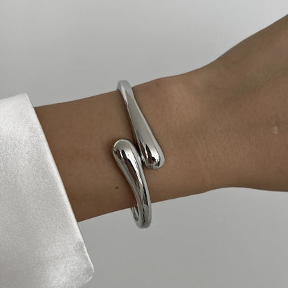 3 Styles Vintage Hip Hop Metal Cuff Bangles Punk Gold Silver Color Geometric Spring Bangles For Women Bracelet Men Jewelry - 