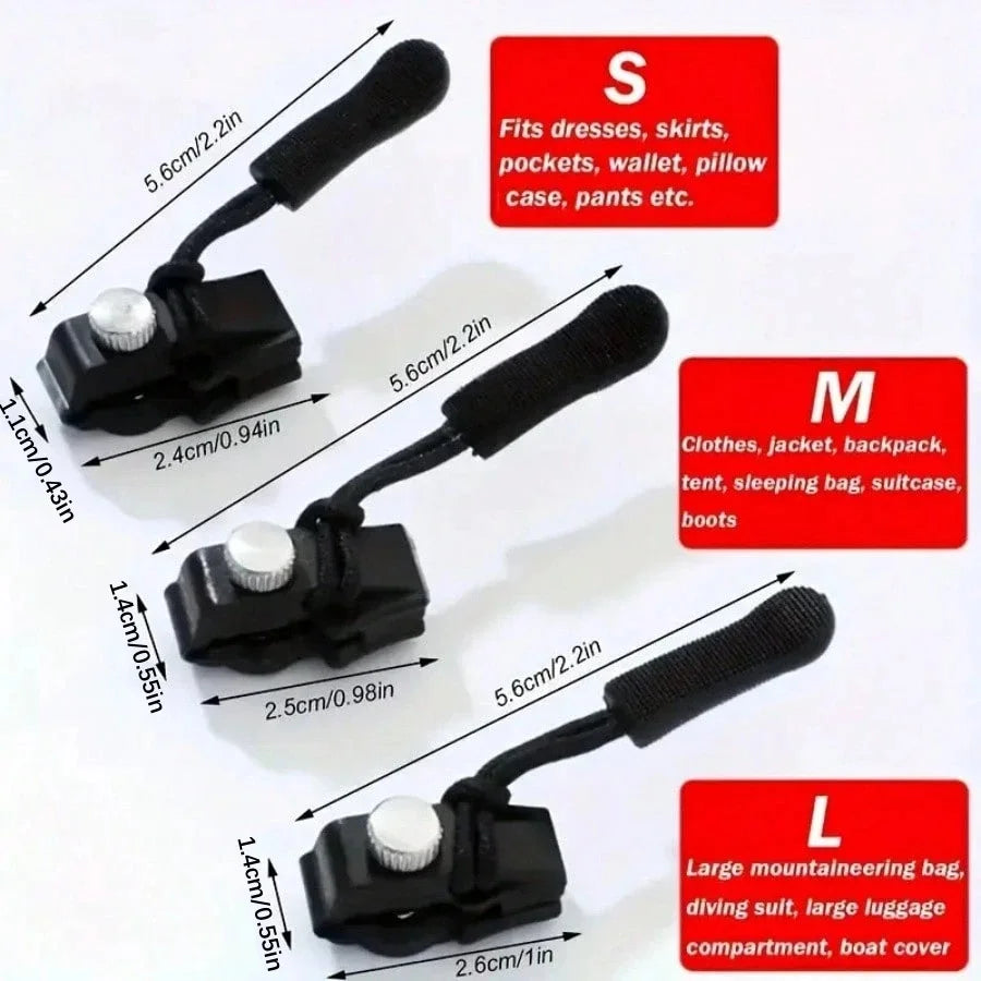3-12Pcs Universal Zipper Repair Kit Quick Instant Detachable Zipper Head Replacement Zipper Slider Pull Jacket Bags Coat DIY 