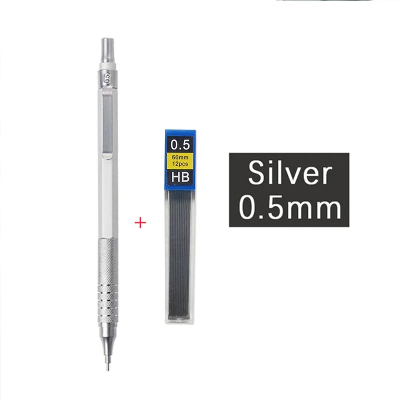 High Quality Metal Mechanical Pencils Set with Lead Refills Drafting Automatic Pencil 0.3, 0.5, 0.7, 2.0mm Pencil for Art Sup