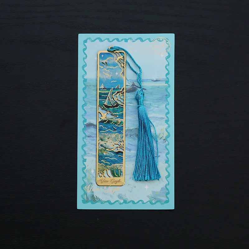 1 Pcs Lytwtw's Creative Metal Book Mark Vintage Oil Painting Bookmark Office School Supplies Funny Gift Stationery Items - L