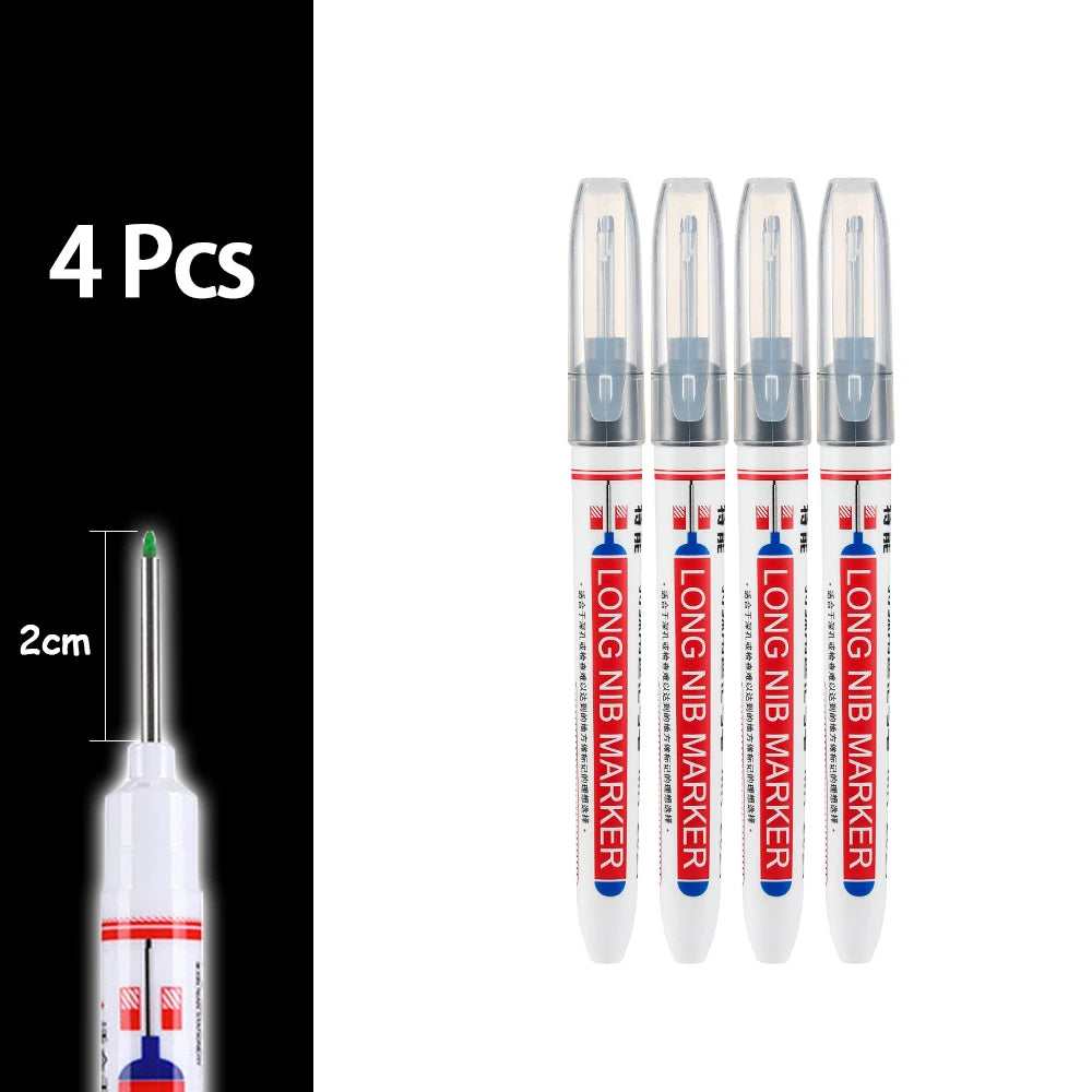 4-80Pcs 2cm Waterproof Long Head Markers Deep Hole Marker Pen for Metal Carpenter Red/Black/Blue/Green Ink Woodworking Tools 