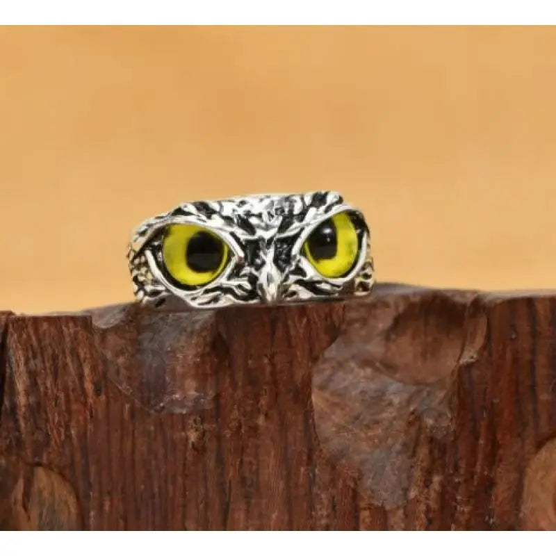 Multicolor Evil Eye Owl Adjustable Ring Antique Silver Gothic Punk Unisex Animal Finger Ring Women Men Fashion Jewelry Gift -