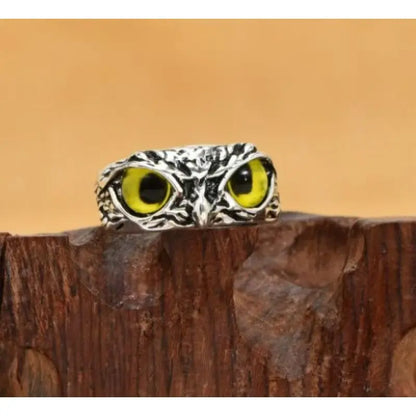 Multicolor Evil Eye Owl Adjustable Ring Antique Silver Gothic Punk Unisex Animal Finger Ring Women Men Fashion Jewelry Gift