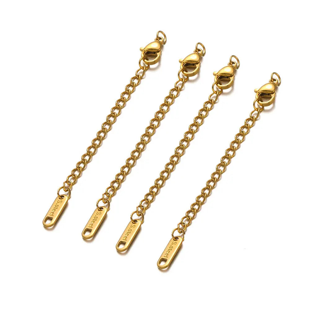 10pcs Stainless Steel Extension Chains with Lobster Clasps Connector Link Necklace Tail Making DIY Bracelet Accessories Suppl