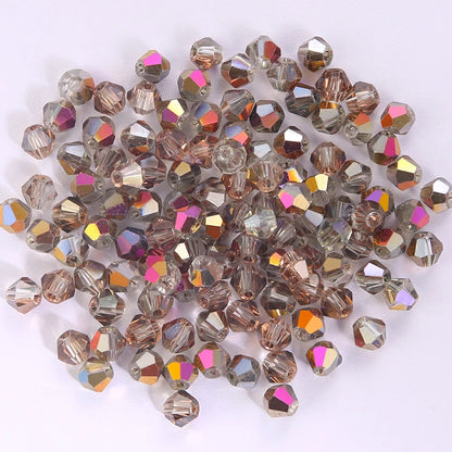 100Pcs 4MM Glass Bicone Shaped Beads Faceted Crystal Beads for Jewelry Making Bracelet Necklace Earrings DIY Beading