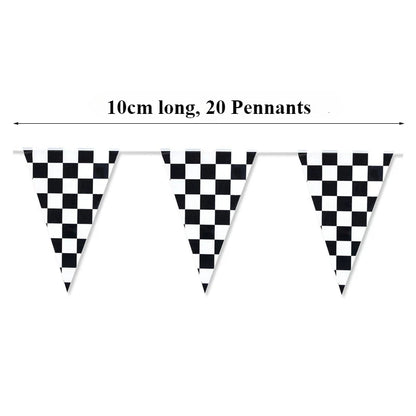 10m Longer Race Car Birthday Banner Decoration Black and White Checkered Flag Theme Party Supplies Birthday Decoration