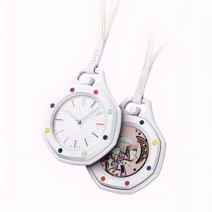 2026 New Hot Pocket Watch Octagonal Pop Style Neck Quartz Movement Candy Color Quartz Watch Color Niche Personality Removable