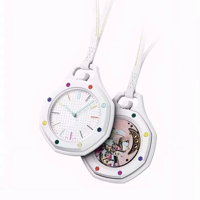 2026 New Hot Pocket Watch Octagonal Pop Style Neck Quartz Movement Candy Color Quartz Watch Color Niche Personality Removable