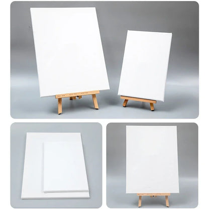 5pcs White Blank Square Artist Canvas Wooden Board Frame Cotton Artist Canvas Boards for Oil Painting Acrylic Watercolor