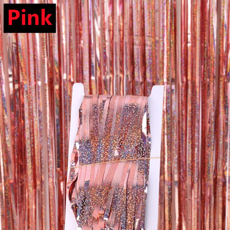 3/2/1Pack Party Backdrop Curtains Glitter Gold Tinsel Fringe Foil Curtain Birthday Wedding Decoration Adult Anniversary Decor
