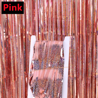 3/2/1Pack Party Backdrop Curtains Glitter Gold Tinsel Fringe Foil Curtain Birthday Wedding Decoration Adult Anniversary Decor