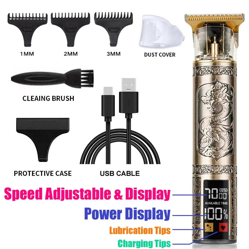 Vintage Hair Clipper USB Charging Hair Cutting Machine Electric Hair Trimmer Portable Shaver Professional Barber Boyfriend Gi