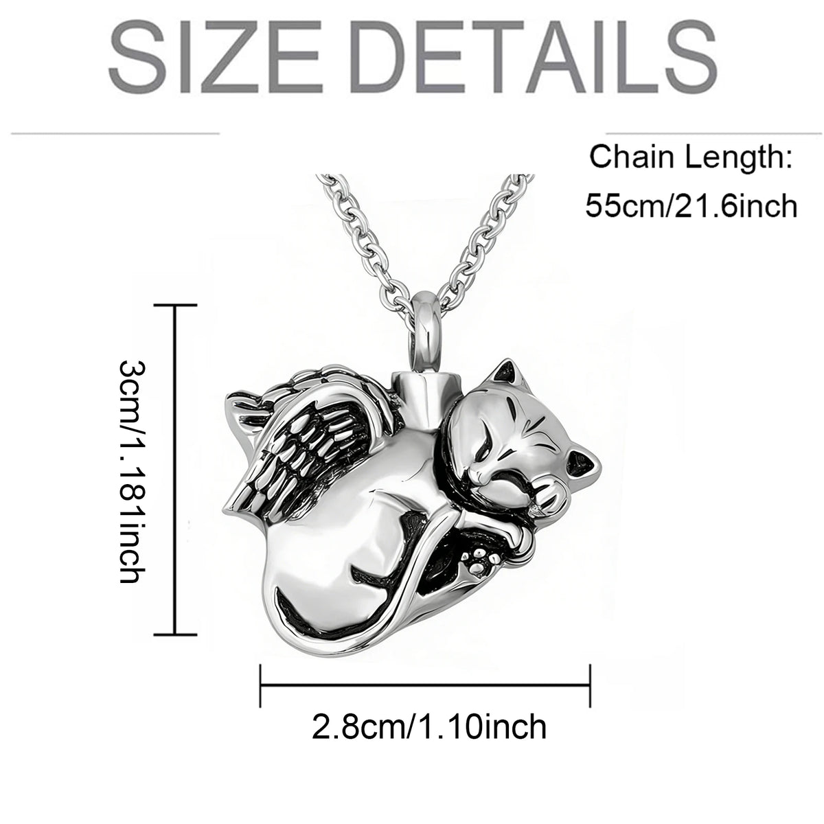 Pet Cremation Jewelry for Ashes Memorial Ash Jewelry Keepsake Angel Cat Urn Pendants for Animal Ashes Necklace