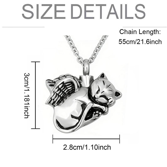 Pet Cremation Jewelry for Ashes Memorial Ash Jewelry Keepsake Angel Cat Urn Pendants for Animal Ashes Necklace