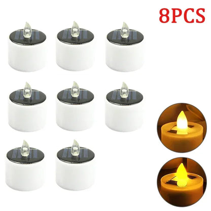 Solar Tea Light Led Candles Flameless Outdoor Waterproof Solar Tea Lights Rechargeable Candles for Party Garden Home Decor