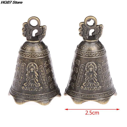 1pcs Alloy Antique Bell Chinese Mini Sculpture Pray Guanyin Buddha Bell Shui Feng Bell