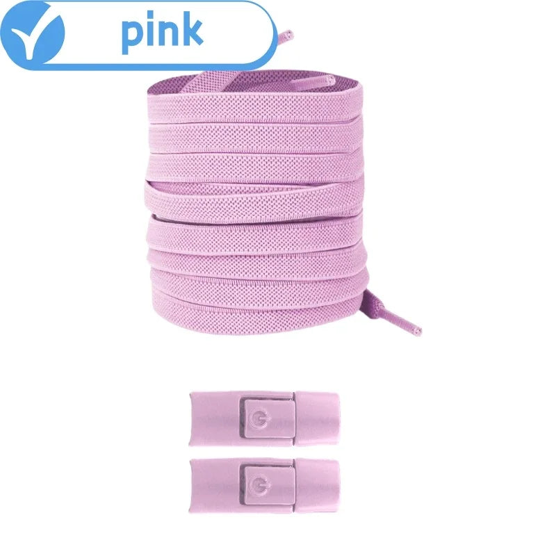 New Without Ties Elastic Laces No Tie Shoe Laces Press Lock Shoelaces Sneaker Kids Adult 8MM Widened Flat Shoelace for Shoes 