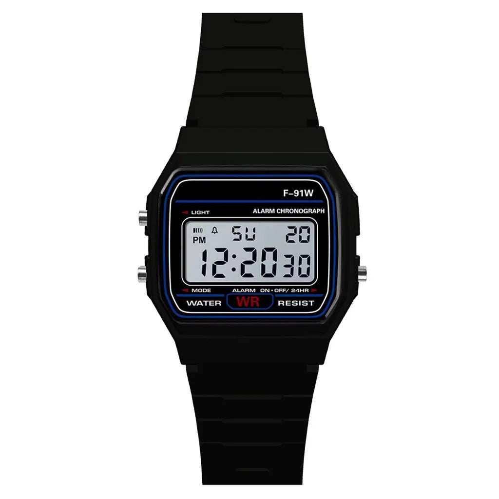 Luxury Men Analog Digital Military Armys Sport LED Waterproof Wrist Children Watch for Kids Bracelet Alarm Women Clock - Blac