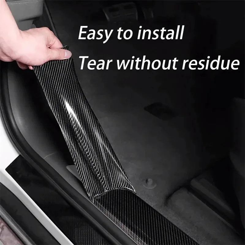 3D Nano Carbon Fiber Car Bumper Door Guard Protection Film 3m Car Door Sill Protector Sticker Black Waterproof Anti Scratch T