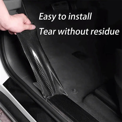 3D Nano Carbon Fiber Car Bumper Door Guard Protection Film 3m Car Door Sill Protector Sticker Black Waterproof Anti Scratch T