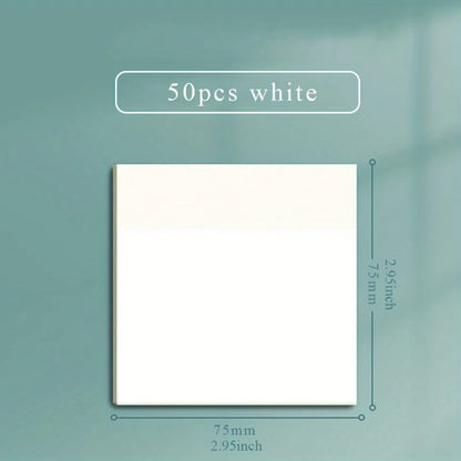 50 Sheets Transparent Sticky Note Pads Waterproof Self-Adhesive Memo Notepad School Office Supplies Stationery - 75x75mm
