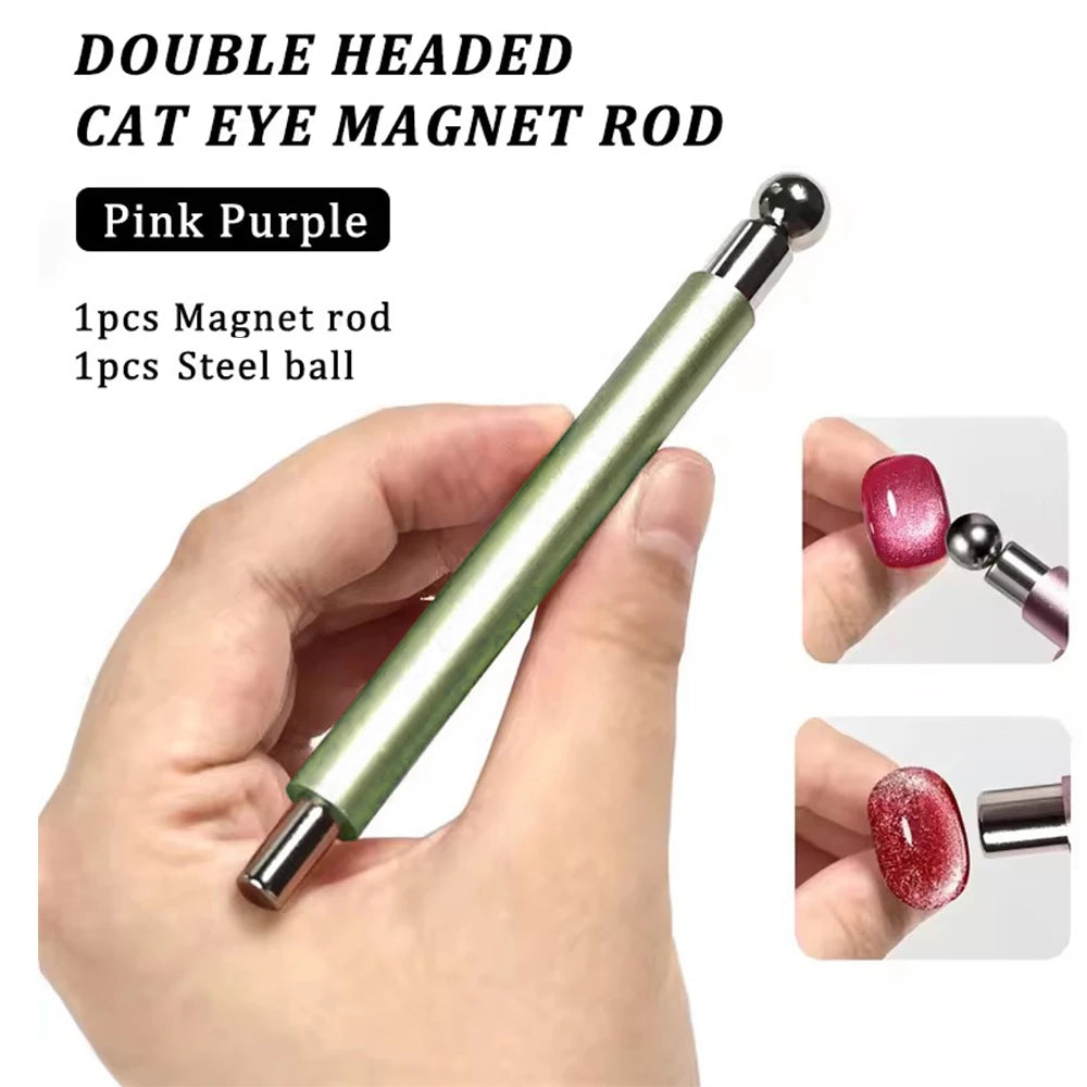 1/2Pcs Nail Cat Eye Magnetic Ball With Nail Magnetic Stick Tool Set Double-head Strong Magnet Pen 3D Cat Eye Gel Nail Supplie