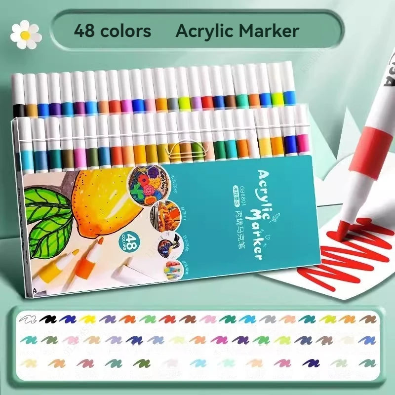 12-80 Colores Set Acrylic Paint Art Marker Pen Rock Painting for Kids Graffiti Stone Ceramic Glass Wood DIY Crafts Art Suppli