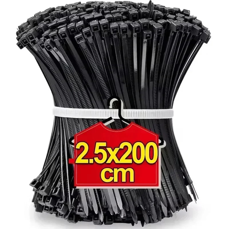 2000/100Pcs Self Locking Nylon Cable Ties Plastic Cord Tie Heavy Duty Cables Fastening Rings Loop Hardware Organizer Wire Str