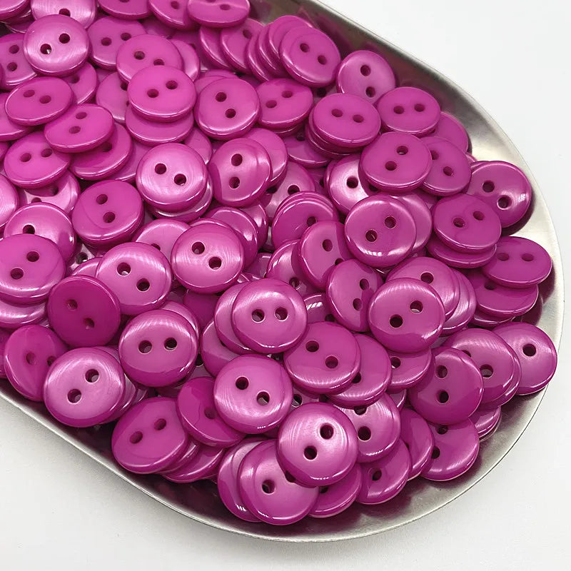 50pcs 11.5mm Colours Double Eye Bread Button Round Resin Sewing Buttons Diy Scrapbooking Multicolour - 18