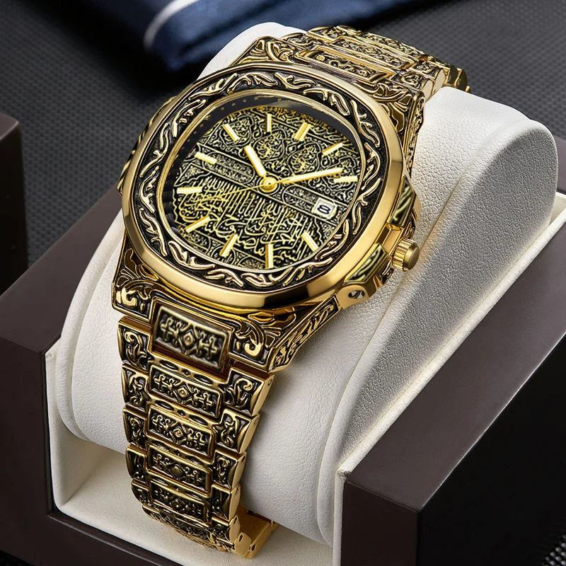 Vintage Men Quartz Watch Auto Calendar Specific Lines Stainless Steel Strap Wristwatch For Mans Analog
