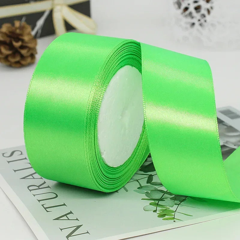 25yards/Roll 40mm Satin Ribbons Crafts Bow DIY Gift Wrap Wine Red Orange Yellow Green Blue Purple Black Gray Gold White Ribbo