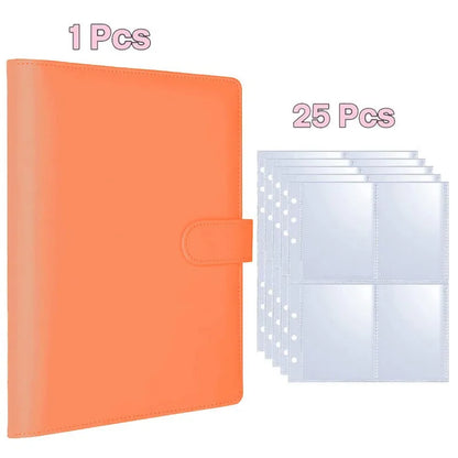 Kpop Photocard Binder with 25 pages 4-Pocket Card Collector Album with 200 Card Slots PU Leather Cover Organizing Cards - ora