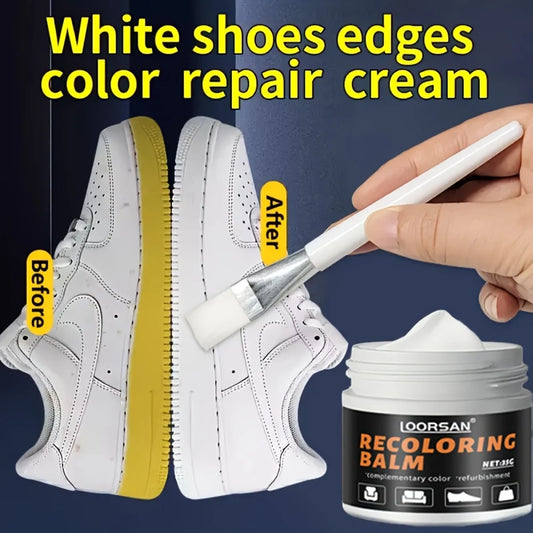 LOORSAN New White Shoe Edge Restorer 35g - Professional Shoe Repair Cream for Sneakers, Boots, Leather, Easy Apply Color Fix