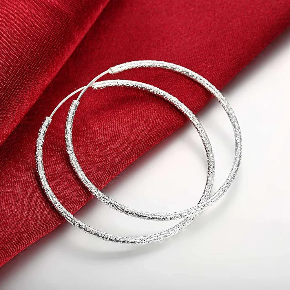 925 Sterling Silver Earrings Simple Round Circle Hoop Earrings For Woman Fashion Wedding Engagement Charm Jewelry