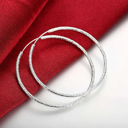 925 Sterling Silver Earrings Simple Round Circle Hoop Earrings For Woman Fashion Wedding Engagement Charm Jewelry