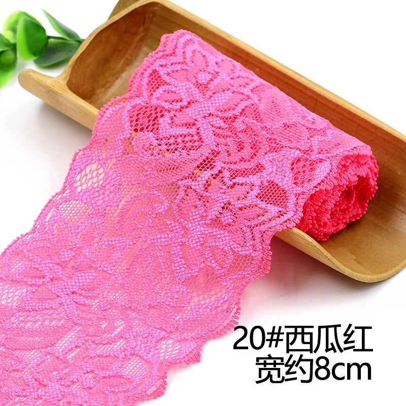 Lace Trim 1 Meter, Elastic Ribbon for Sewing, Wide Lace Trim, DIY Crafts, Scrapbooking Supplies, Crochet Pattern Ribbon in Co