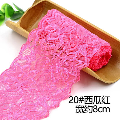 Lace Trim 1 Meter, Elastic Ribbon for Sewing, Wide Lace Trim, DIY Crafts, Scrapbooking Supplies, Crochet Pattern Ribbon in Co