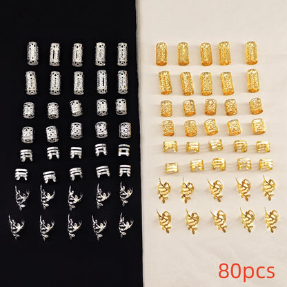 40/80PCS Elegant Hollow Out Hair Rings For Women Girls DIY Hair Accessories Loc Hair Jewelry for Braids